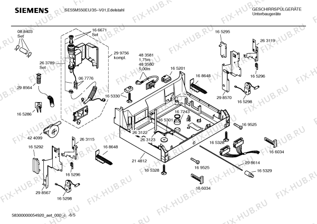 Схема №6 SGI55M05EU с изображением Краткая инструкция для электропосудомоечной машины Siemens 00590257