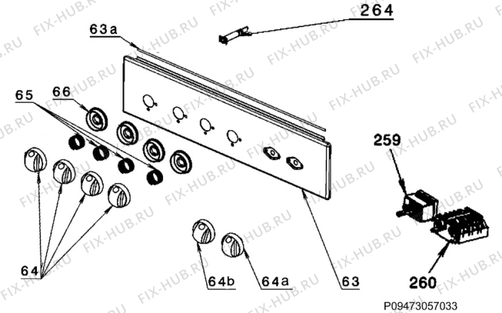 Взрыв-схема плиты (духовки) Faure FCG564NWC - Схема узла Command panel 037