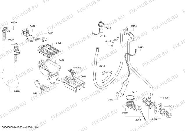 Взрыв-схема стиральной машины Bosch WAS24422IT Logixx8 VarioPerfect;8kg 1200giri EcoSilen;AquaVigil - Схема узла 04