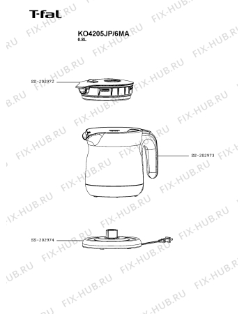 Схема №1 KO4205JP/6MA с изображением Элемент корпуса для чайника (термопота) Seb SS-202974
