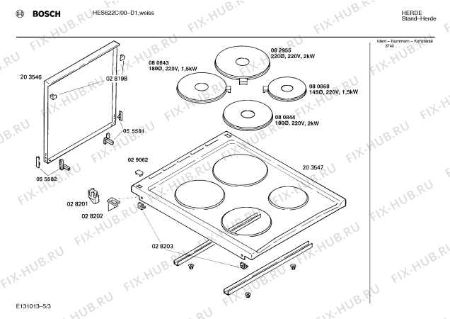 Взрыв-схема плиты (духовки) Bosch HES622C - Схема узла 03