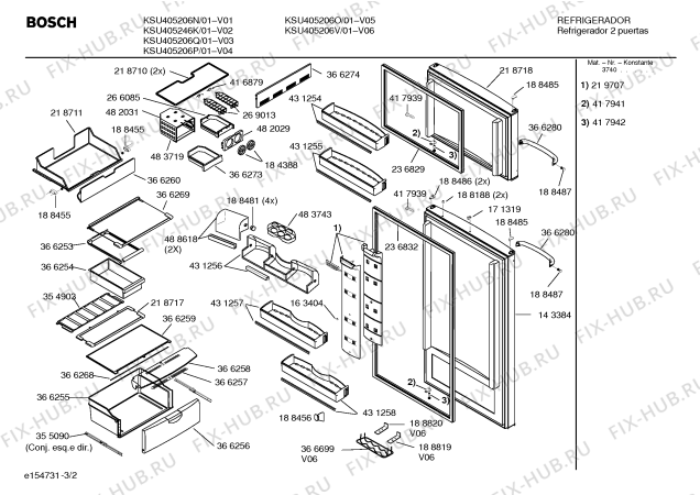 Взрыв-схема холодильника Bosch KSU405206N NO FROST - Схема узла 02