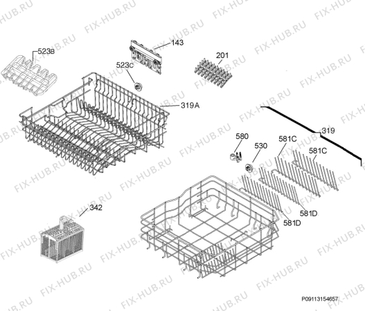 Взрыв-схема посудомоечной машины Atag VA5511BT/A01 - Схема узла Basket 160