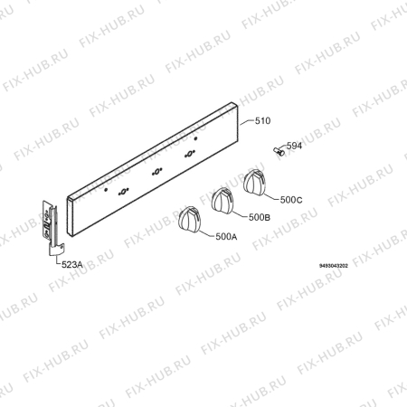 Взрыв-схема плиты (духовки) Electrolux EOB6710X-A - Схема узла Command panel 037