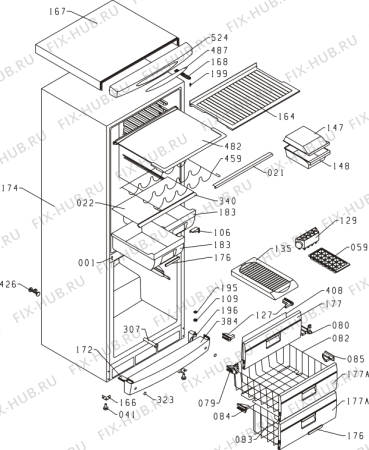 Схема №1 RK6357E (173571, HZOS3566) с изображением Корпусная деталь для холодильной камеры Gorenje 188504