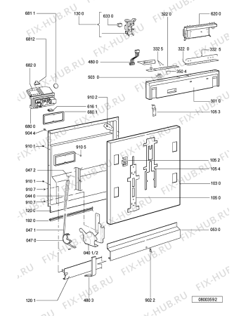 Схема №2 GSXP 7998/1 с изображением Панель для посудомойки Whirlpool 481245372415