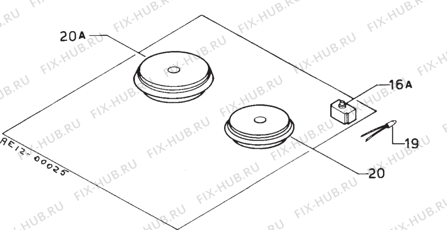 Взрыв-схема плиты (духовки) Rex PB042A - Схема узла Electrical equipment 268