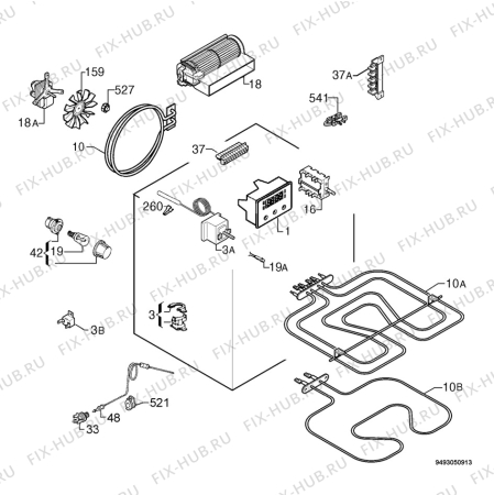 Взрыв-схема плиты (духовки) Privileg 00382835_61226 - Схема узла Electrical equipment 268