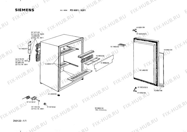 Схема №1 KA4004 с изображением Переключатель для холодильника Siemens 00019279