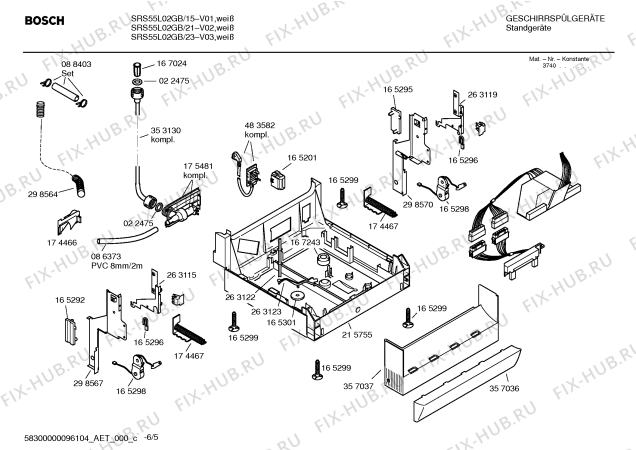 Взрыв-схема посудомоечной машины Bosch SRS55L02GB Logixx multi programme, Maxx freedom performance - Схема узла 05