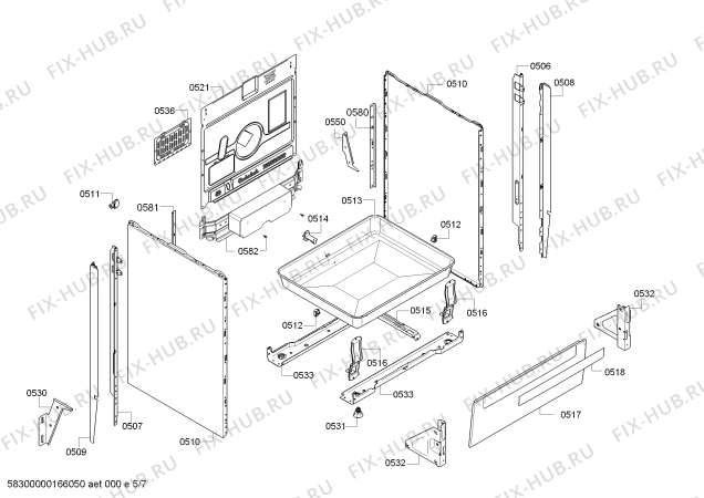 Схема №5 HCE778351W с изображением Панель для плиты (духовки) Bosch 00748159