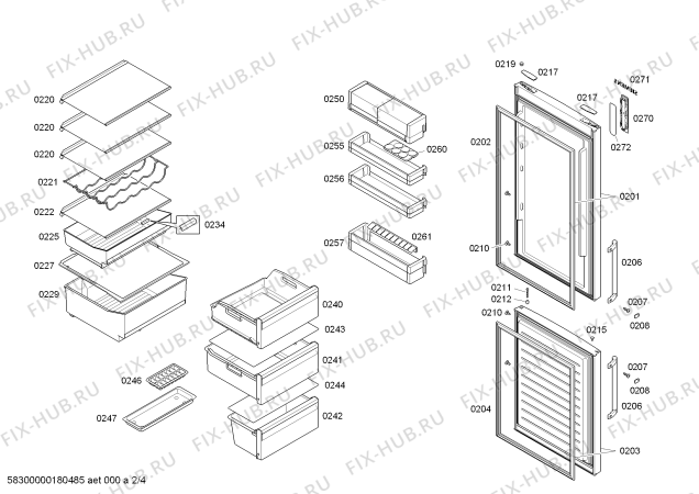 Взрыв-схема холодильника Siemens KG39NXI42 - Схема узла 02