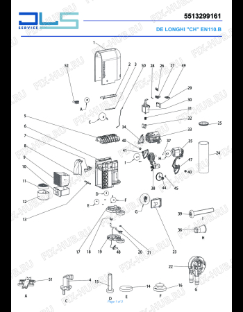 Схема №1 PULSE EN110.GY с изображением Кабель для электрокофеварки DELONGHI FL295092