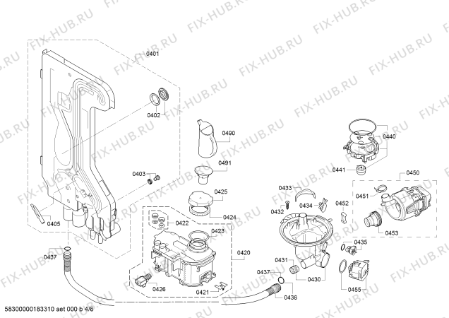 Взрыв-схема посудомоечной машины Bosch SMU50D22SK AquaStop - Схема узла 04