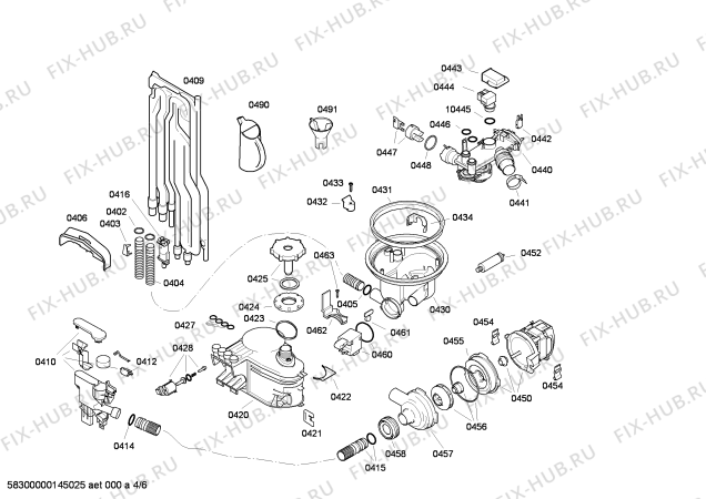 Взрыв-схема посудомоечной машины Bosch SRV45T63EU - Схема узла 04