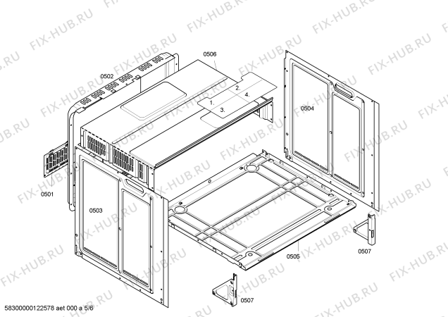 Взрыв-схема плиты (духовки) Bosch HEN234Y - Схема узла 05