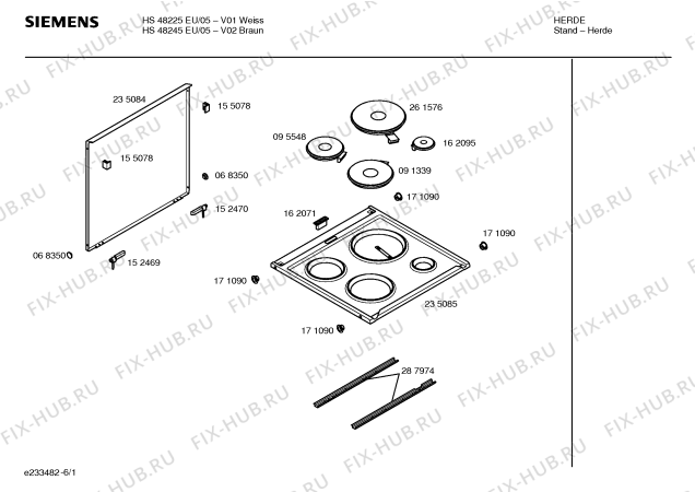 Схема №5 HL58245EU с изображением Панель управления для плиты (духовки) Siemens 00354044