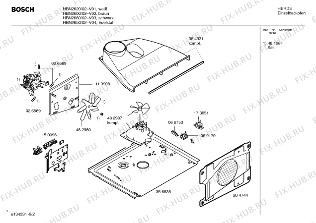 Схема №6 HBN2600 с изображением Инструкция по эксплуатации для плиты (духовки) Bosch 00580974