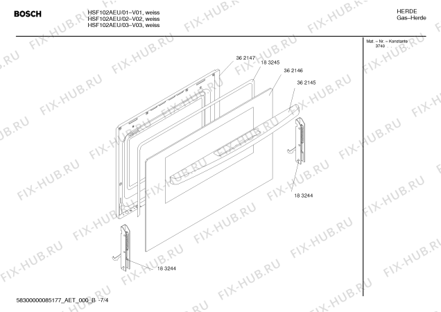 Схема №5 HSF200020E с изображением Труба для плиты (духовки) Bosch 00489488