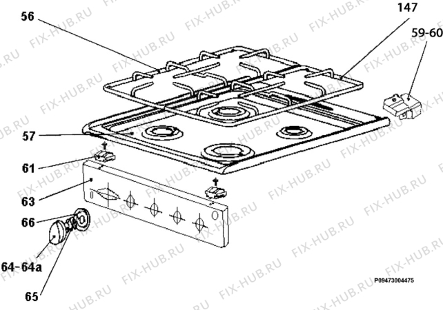 Взрыв-схема плиты (духовки) Zanussi ZCC5400A - Схема узла Section 4
