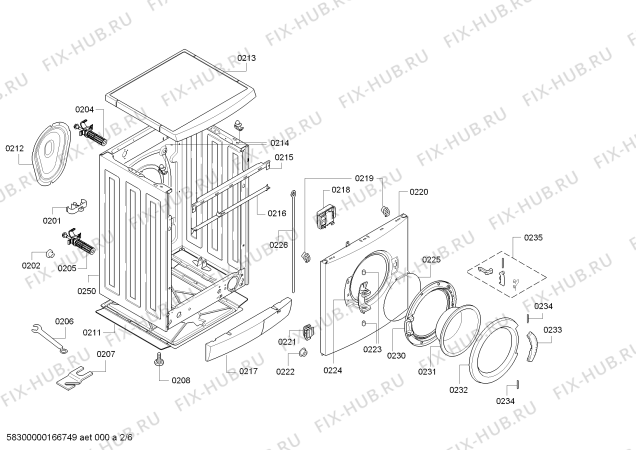 Взрыв-схема стиральной машины Bosch WAE28472EX Maxx 7 VarioPerfect - Схема узла 02