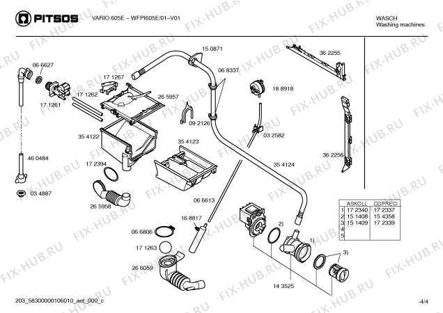 Взрыв-схема стиральной машины Pitsos WFPI605E VARIO 605E - Схема узла 04