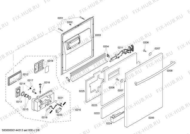 Взрыв-схема посудомоечной машины Bosch SHX45L05UC - Схема узла 02