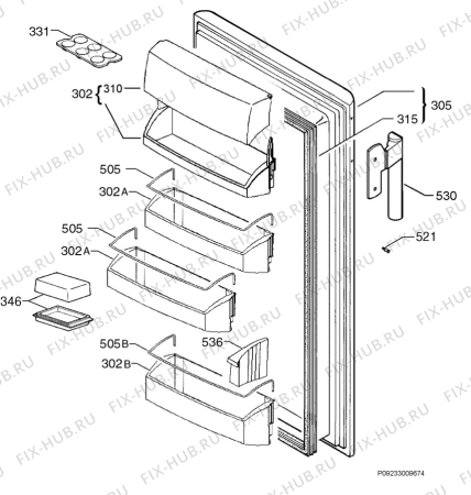 Взрыв-схема холодильника Aeg Electrolux S70300KA2 - Схема узла Door 003