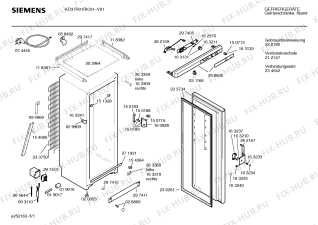 Схема №3 KD37R01RK с изображением Инструкция по эксплуатации для холодильника Siemens 00520182