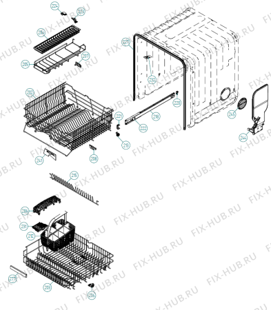 Взрыв-схема посудомоечной машины Upo D75 XL SF   -White Bi (338891, DW70.1) - Схема узла 02