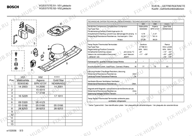 Взрыв-схема холодильника Bosch KGS3757IE - Схема узла 03