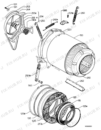 Взрыв-схема стиральной машины Electrolux EW1550F - Схема узла Drum