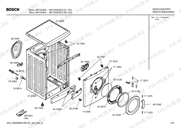 Взрыв-схема стиральной машины Bosch WFO246XEE Maxx WFO246X - Схема узла 02