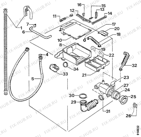 Взрыв-схема стиральной машины Zanussi FL513 - Схема узла Water equipment