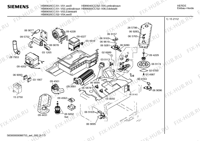 Схема №5 HB89040CC с изображением Панель для плиты (духовки) Siemens 00288222