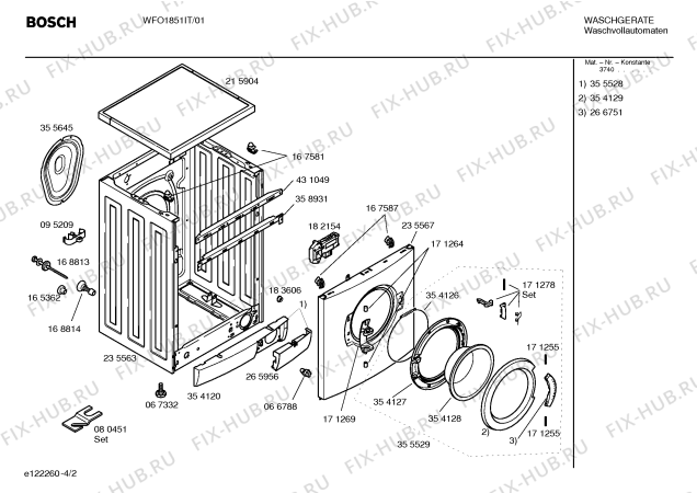 Взрыв-схема стиральной машины Bosch WFO1851IT Maxx WFO 1851 Selecta - Схема узла 02