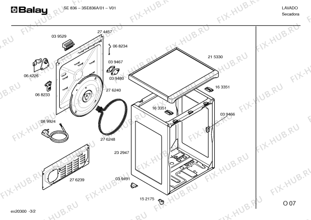 Схема №3 3SE836A с изображением Клавиатура для сушильной машины Bosch 00173416