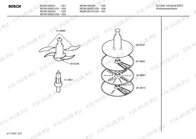 Взрыв-схема кухонного комбайна Bosch MCM1200EU - Схема узла 02