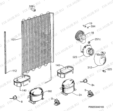 Взрыв-схема холодильника Electrolux ENA34733W - Схема узла Cooling system 017