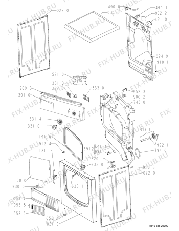 Схема №2 AM 3889 с изображением Обшивка для стиралки Whirlpool 480112100699