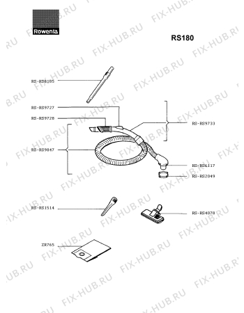 Взрыв-схема пылесоса Rowenta RS180 - Схема узла RS180CH_.__2