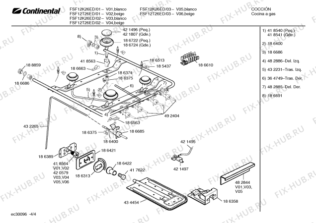 Взрыв-схема плиты (духовки) Continental FSF12T26ED CAPRI I - Схема узла 04