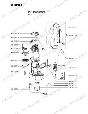 Схема №1 PJ100154/7Z2 с изображением Микромодуль для электрокофемашины Seb MS-622847