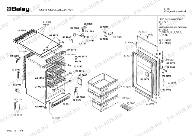 Схема №2 GSDBLG1EE G6810 с изображением Емкость для заморозки для холодильника Bosch 00288927