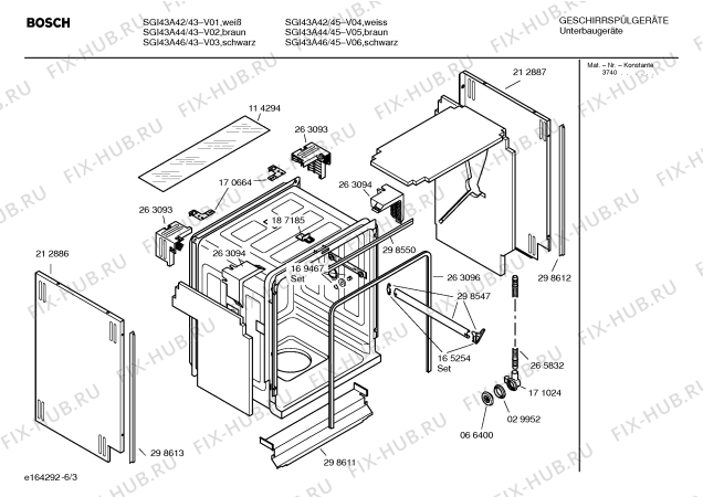 Взрыв-схема посудомоечной машины Bosch SGI43A44 - Схема узла 03