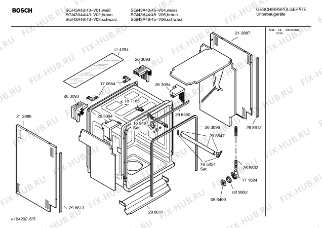 Схема №6 SGI43A46 с изображением Передняя панель для посудомойки Bosch 00436212