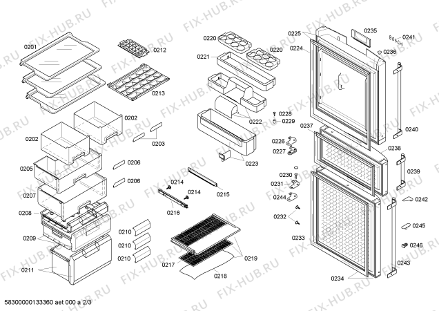Схема №2 KKF29642TI с изображением Крышка для холодильника Bosch 00613228