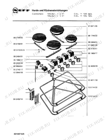 Взрыв-схема плиты (духовки) Neff 1113947804 1394/841YCO1 - Схема узла 05