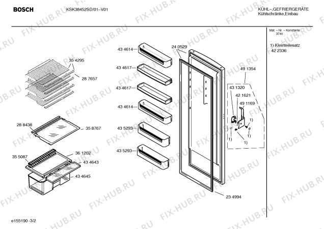 Взрыв-схема холодильника Bosch KSK38452SD - Схема узла 02