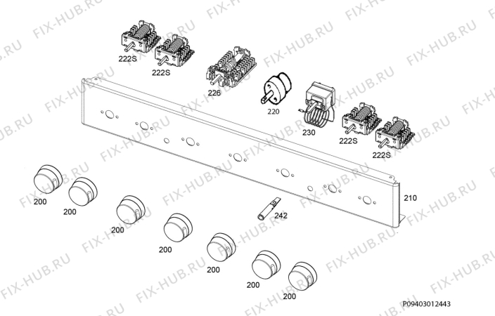 Взрыв-схема плиты (духовки) Zanussi ZCE6601MW - Схема узла Command panel 037